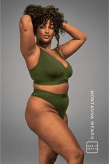 Ensemble soutien-gorge et string Everyday Eco à bonnets généreux - Kaki