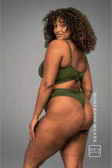 Ensemble soutien-gorge et string Everyday Eco à bonnets généreux - Kaki