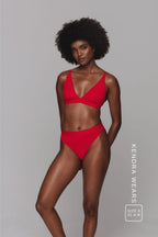 A woman wearing a red mesh thong paired with a red mesh bralette ^Kendra | Size: 32 A-B / 8