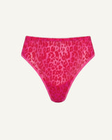 A ghost image of a pink leopard print mesh brief 