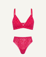 So Soft Mesh Bralette & Thong Set - Pink Leopard