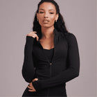 High Neck Zip Top Jacket - Black