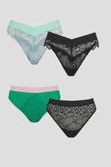 Lot de 4 culottes en dentelle : 2 brésiliennes et 2 slips