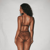 Culotte en dentelle nude - Caramel