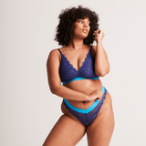 Picot Lace DD - G Fuller Cup Bra - Midnight Blue - Lemonade Dolls