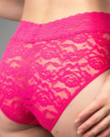 A pink lace stretch brief 