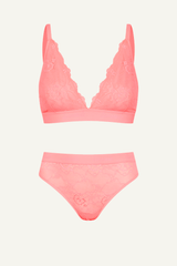 Signature Lace Bralette & Brief - Neon Coral - Lemonade Dolls