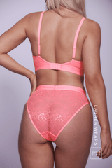 Signature Lace Bralette & Brief - Neon Coral - Lemonade Dolls