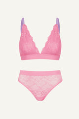 Brassière et culotte en dentelle Signature - Rose pastel