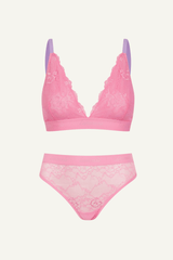 Signature Lace Bralette & Brief - Pastel Pink - Lemonade Dolls
