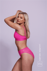 Signature Lace Bralette & High Waisted Brief Set - Neon Pink - Lemonade Dolls