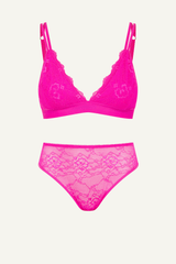 Signature Lace Bralette & High Waisted Brief Set - Neon Pink - Lemonade Dolls