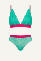 Signature Lace Bralette & High Waisted Brief Set - Trilogy Green - Lemonade Dolls