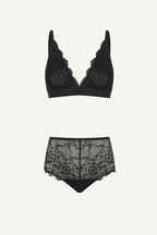 Black Lace Bralette And Short Set