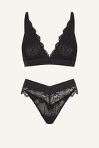 Black Lace Bralette And Brazilian Set