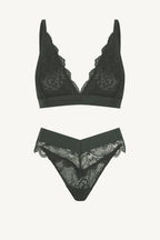 Black Slate Lace Bralette And Brazilian Set