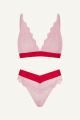 Kanten Bralette & V Braziliaanse Set - Lichtroze