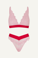 Signature Lace Bralette & V Brazilian Set - Light Pink