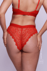 Signature Lace Bralette & V Brazilian Set - Red - Lemonade Dolls