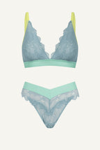 Blue Lace Bralette And Brazilian Set