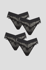 Signature Lace Brazillian 4 Pack - Black - Lemonade Dolls
