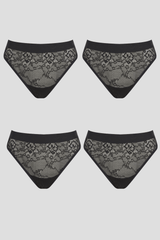 Signature Lace Brief 4 Pack - Black - Lemonade Dolls