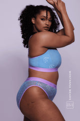 Signature Lace Bralette & Brief Set - Pastel Blue
