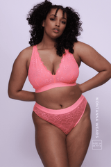 Signature Lace Fuller Cup Bralette & Brief - Neon Coral - Lemonade Dolls