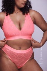 Signature Lace Fuller Cup Bralette & Brief - Neon Coral - Lemonade Dolls