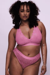 Brassière et culotte Signature Lace à bonnets généreux - Rose pastel