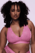 Pastel Pink Lace Bralette And Brief Set