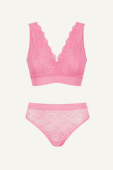 Brassière et culotte Signature Lace à bonnets généreux - Rose pastel