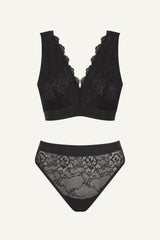 Signature Lace Fuller Cup Bralette & Brief Set - Black
