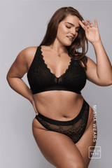 Signature Lace Fuller Cup Bralette & Short Set - Black
