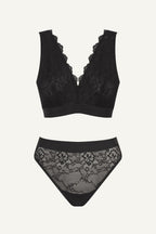 Black Lace Bralette And Brief Set