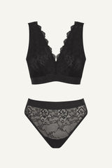 Signature Lace Fuller Cup Bralette & Hight Waisted Brief Set - Black - Lemonade Dolls