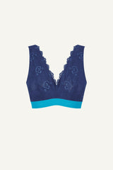 Brassière Signature en dentelle à bonnets généreux - Bleu nuit