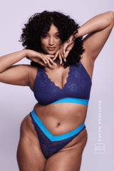 Brassière Signature en dentelle à bonnets généreux - Bleu nuit