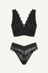 Signature Lace Fuller Cup Bralette & V Brazilian Set - Black - Lemonade Dolls