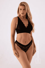 Signature Lace Fuller Cup Bralette & V Brazilian Set - Black