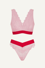 Signature Lace Fuller Cup Bralette & V Brazilian Set - Light Pink