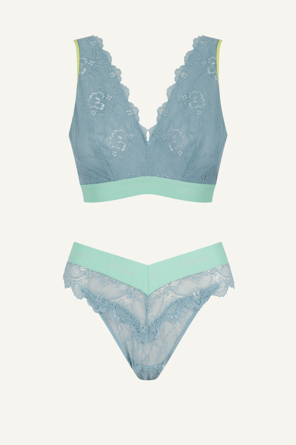 Signature Lace Fuller Cup Bralette & V Brazilian Set - Trilogy Denim - Lemonade Dolls