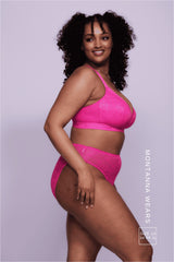 Ensemble brassière et culotte taille haute Signature Lace à maintien élevé - Rose fluo