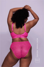 Neon Pink Lace High Waist Brief