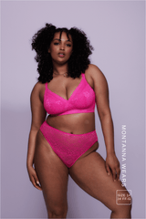Signature Lace High Waisted Brief - Neon Pink - Lemonade Dolls