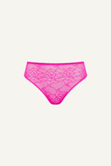 Signature Lace High Waisted Brief - Neon Pink