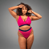 Signature Lace High Waisted Brief- Trilogy Pink & Navy