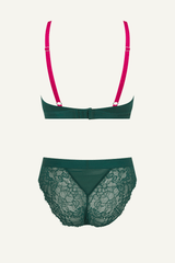 Signature Lace Synergy Bralette & Brief Set - Forest Green - Lemonade Dolls