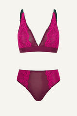 Signature Lace Synergy Bralette & High Waisted Brief Set - Wine