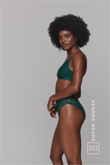 Signature Lace Synergy Bralette & V Brazilian Set - Forest Green - Lemonade Dolls